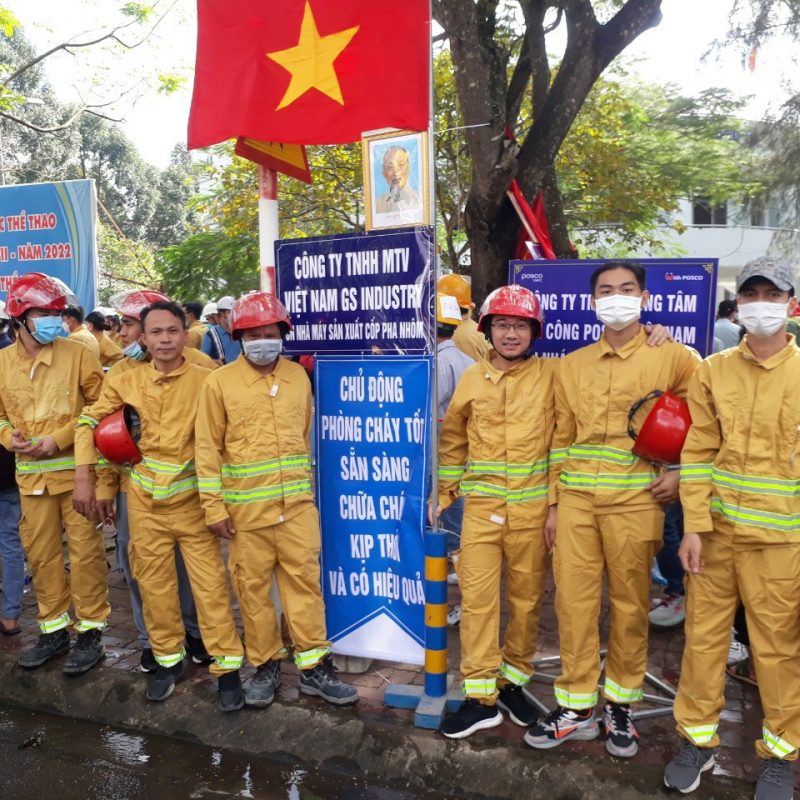 FIREFIGHTING TEAM OF BRANCH OF FACTORY FOR MANUFACTURING ALUMINUM FORM – VIET NAM GS INDUSTRY ONE-MEMBER LIMITED LIABILITY COMPANY PARTICIPATED IN PROFESSIONAL SPORTS FESTIVAL FOR FIRE PREVENTION AND FIGHTING 