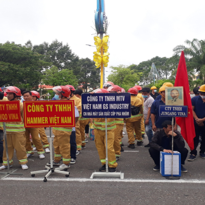 The Fire Fighting Team of the Branch of Factory for Manufacturing Aluminum Form of Viet Nam GS Industry One – Member Limited Liability Company participated in a professional sports festival for fire prevention and fighting.
